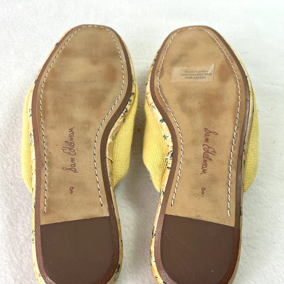 Sam Edelman Flat Shoe Womens 8 Kerry Mule Gold Embroidered Logo Slip On Wool - Picture 8 of 10